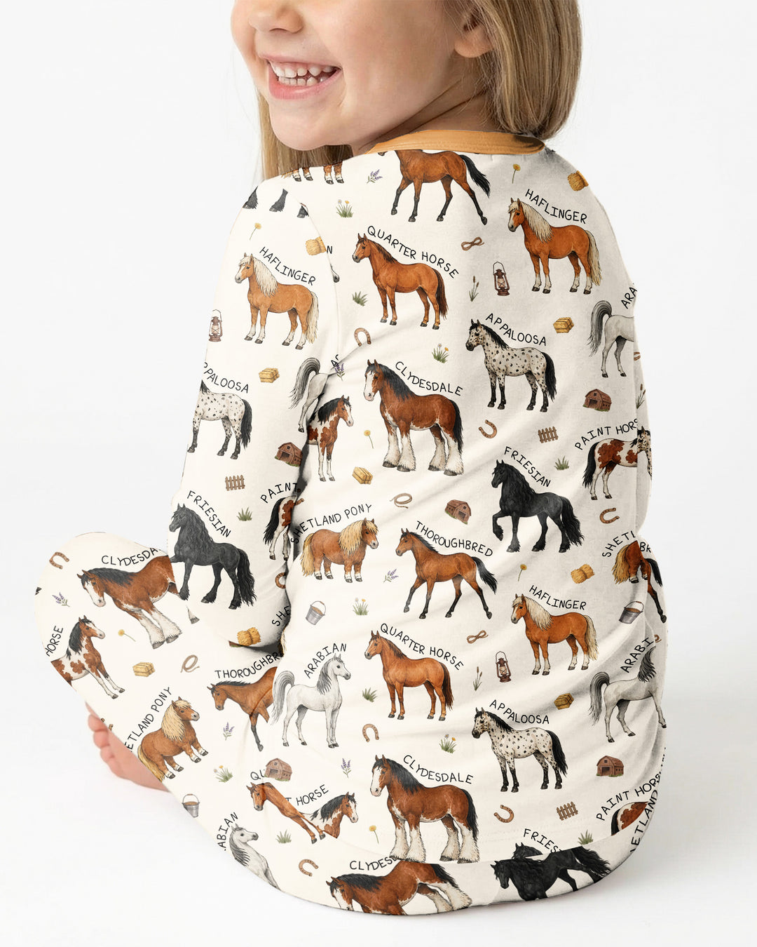 Types Of Horses Bamboo Two Piece Long Sleeve Pajama Set