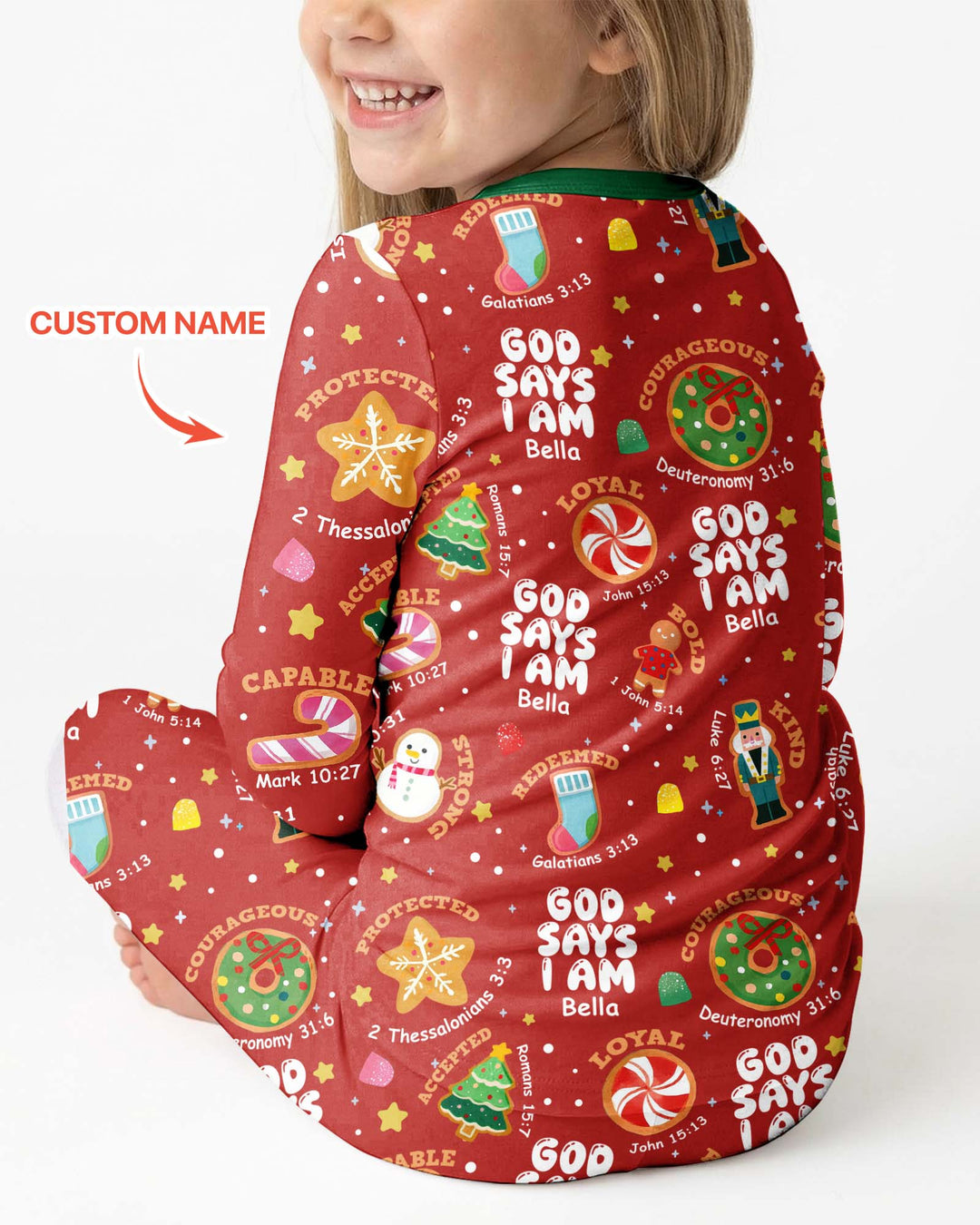 Merry Christmas God Says I Am Custom Name Bamboo Two Piece Long Sleeve Pyjamas Set