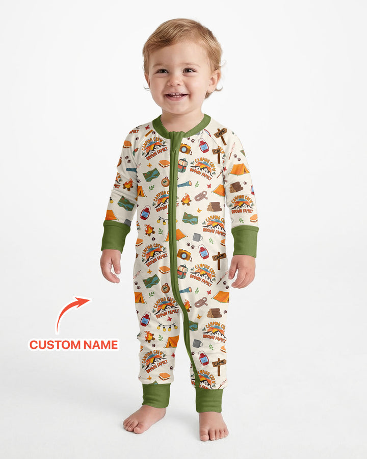 Custom Name Camping Crew Family Matching Bamboo Convertible Zippy