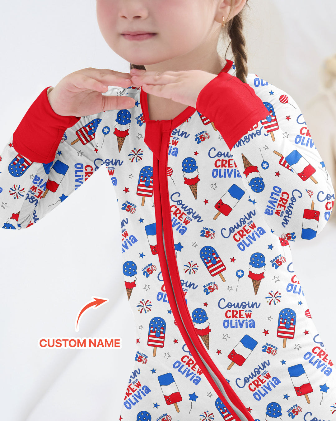 Custom Name 4th of July Cousin Crew Bamboo Convertible Zippy