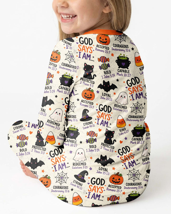 Halloween God Says I Am Bamboo Two Piece Long Sleeve Pajama Set