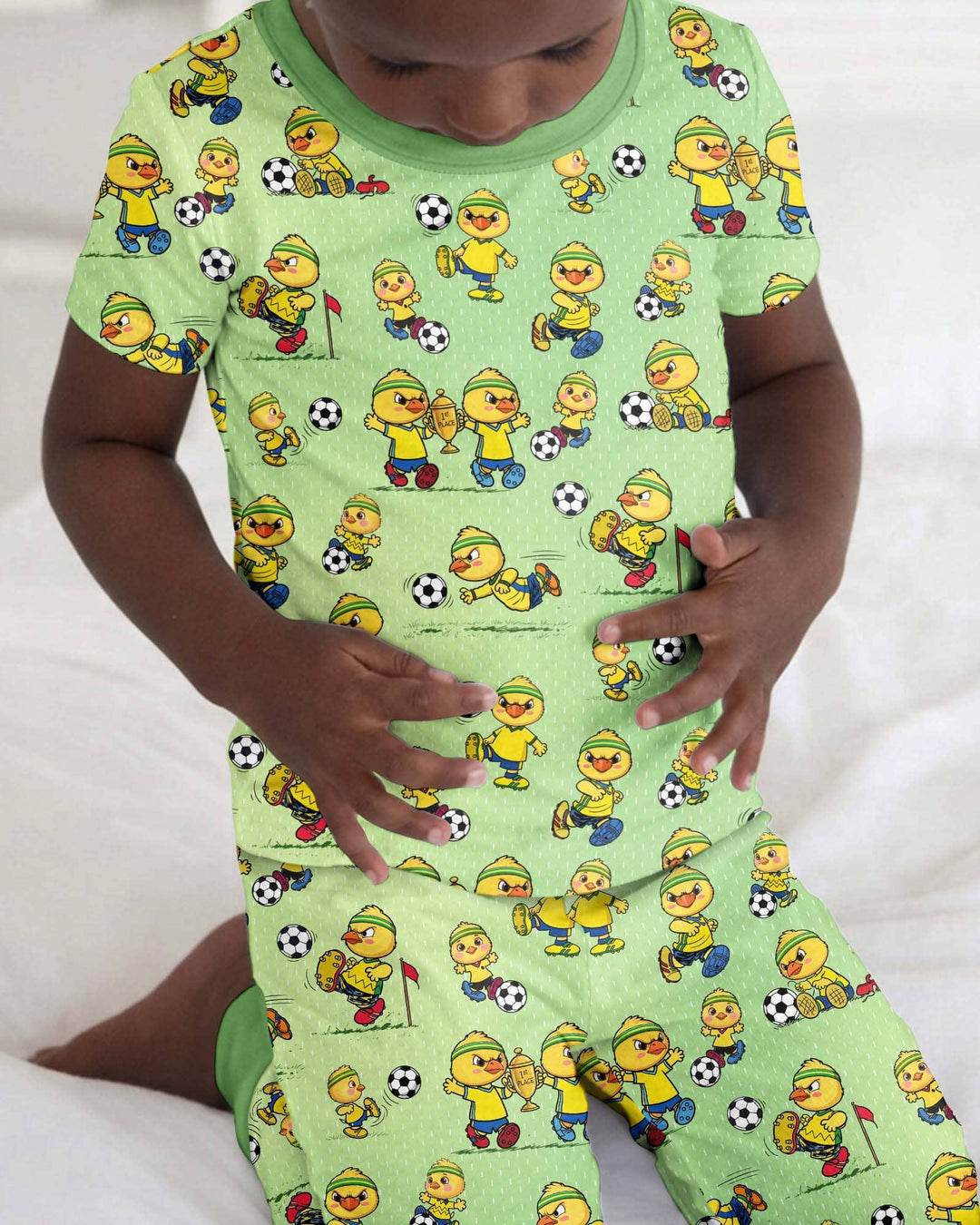 Brasil Soccer Fan Family Matching Bamboo Two Piece Short Sleeve Pajama Set