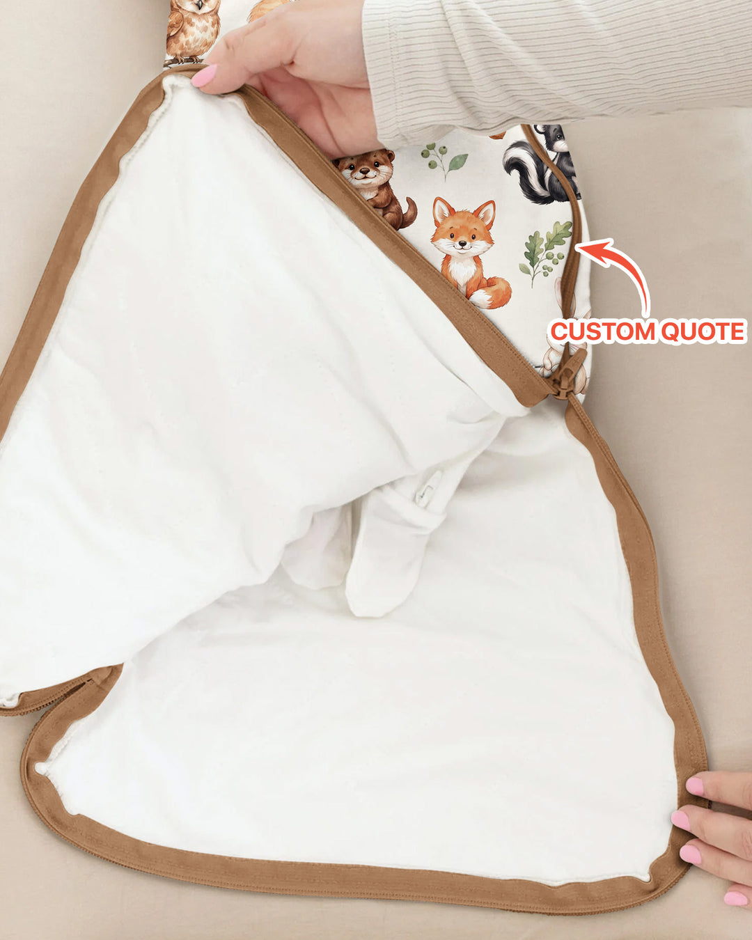 Custom Quote Woodland Animal Matching Sibling Bamboo Sleep Bag