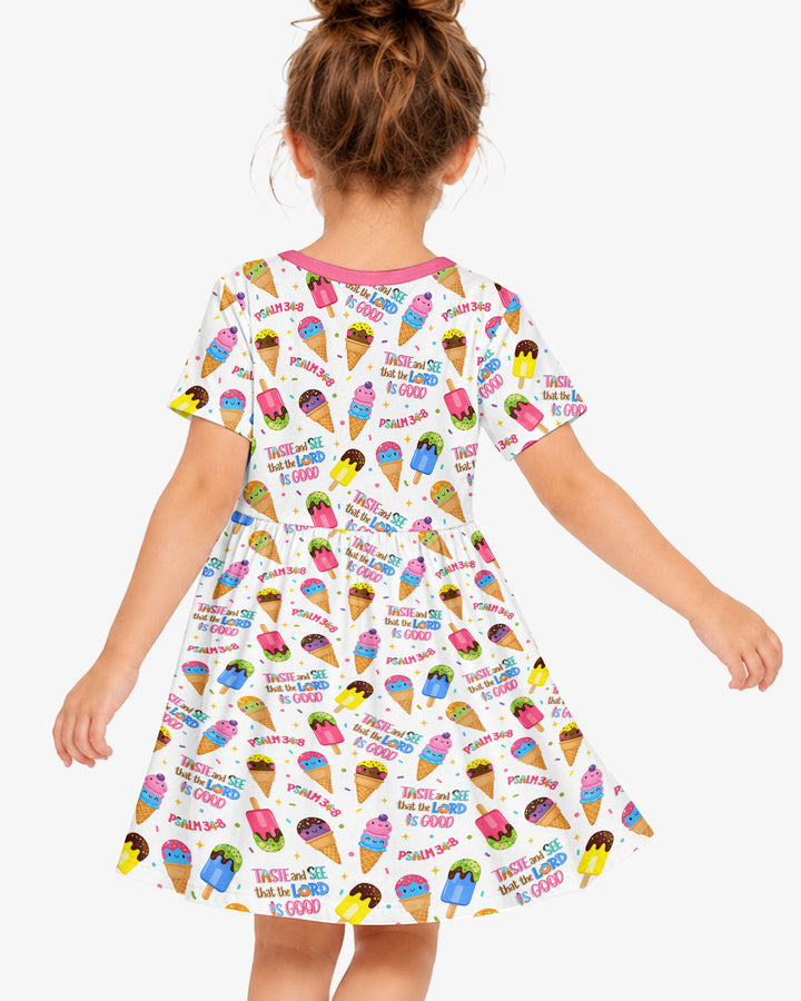 Jesus Summer Ice Cream Taste and See That The Lord Is Good Bamboo Twirl Dress