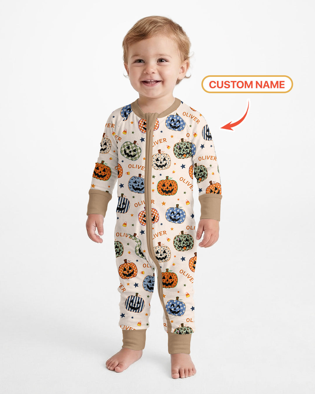 Custom Name Colorful Jack O Lantern Bamboo Convertible Zippy