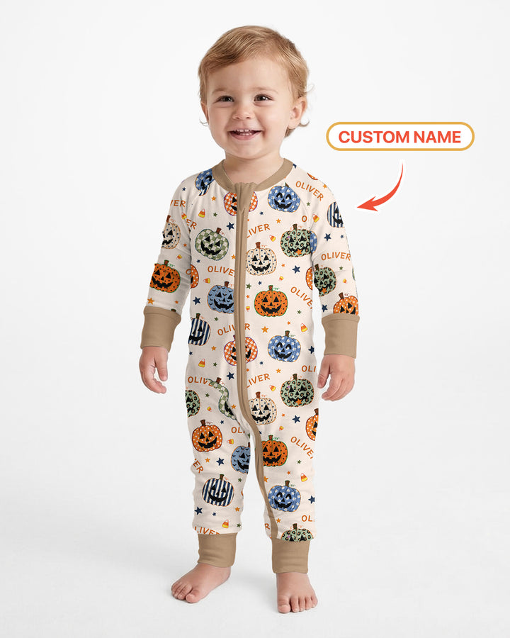 Custom Name Colorful Jack O Lantern Bamboo Convertible Zippy