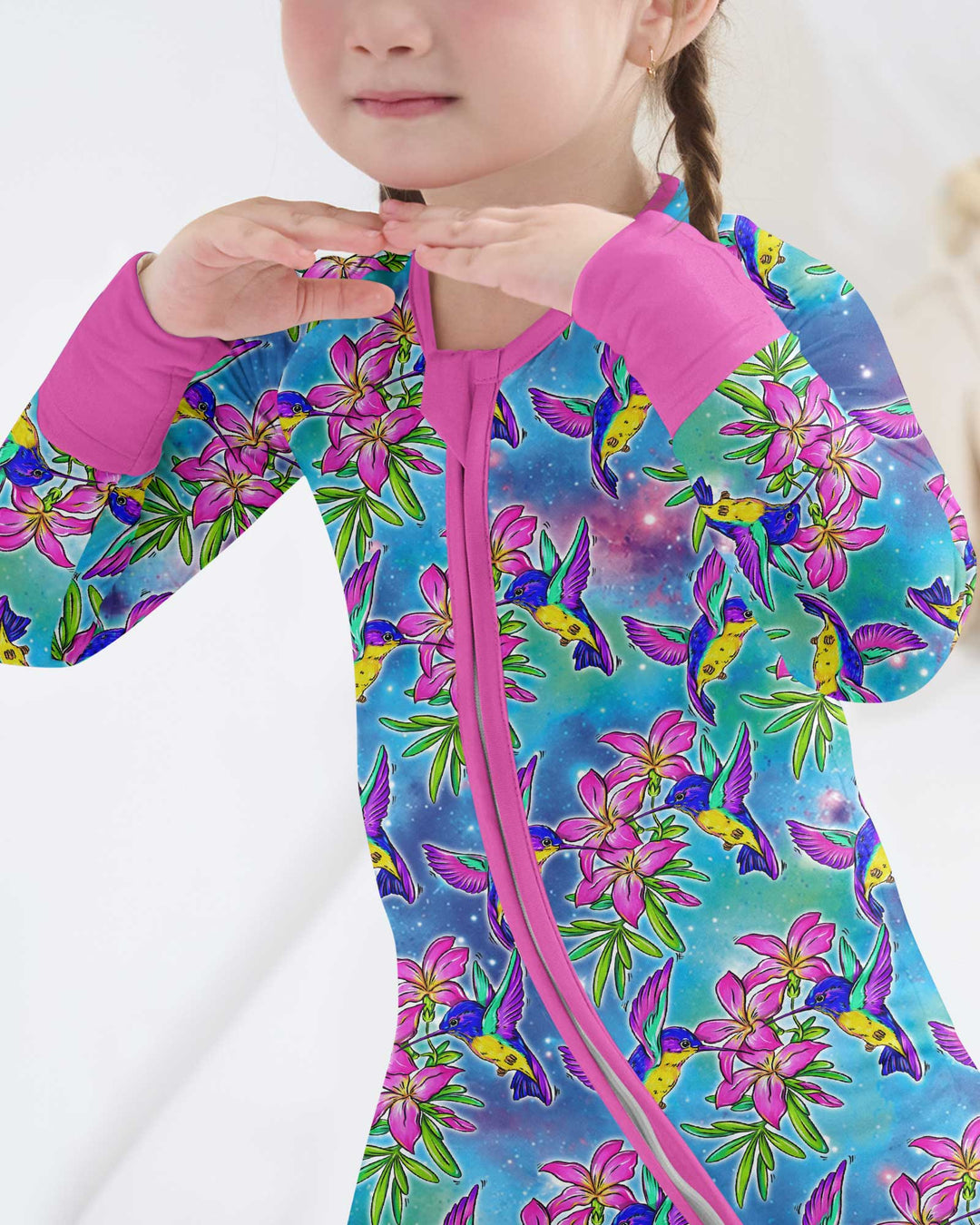Floral Hummingbird Bamboo Convertible Zippy