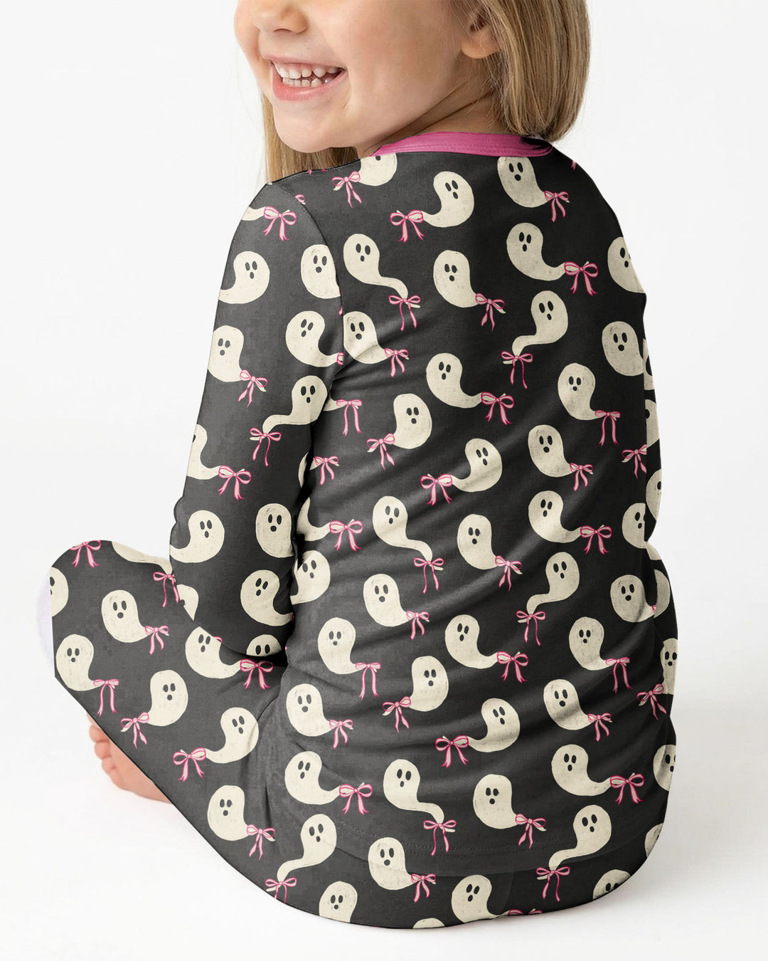 Little Ghosts Bamboo Two Piece Long Sleeve Pyjamas Set For Halloween