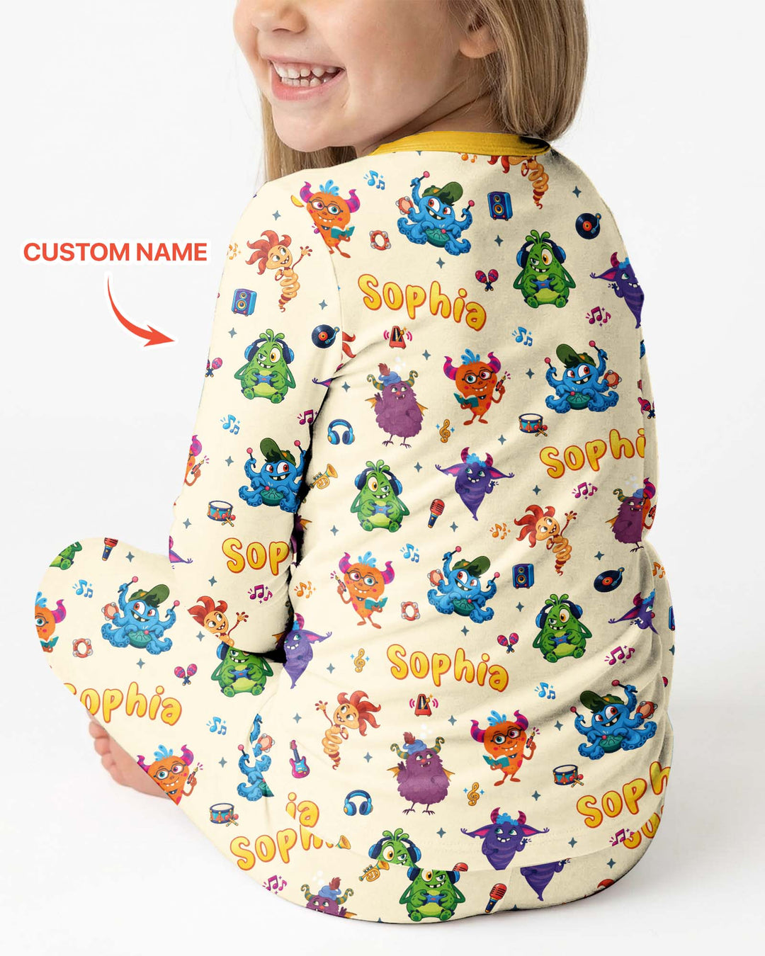 Happy Little Monster Music Band Bamboo Two Piece Long Sleeve Pajama Set