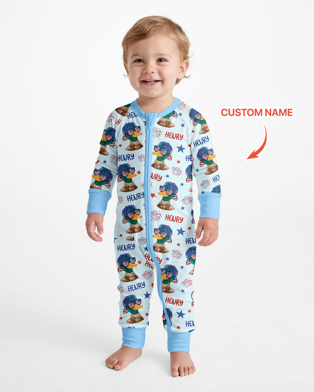 Custom Name Patriotic Mallard Duck Bamboo Convertible Zippy