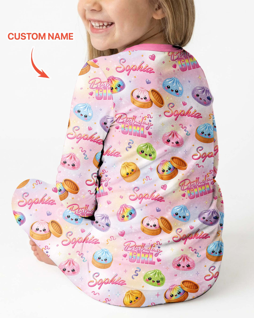 Birthday Girl Glitter Dumpling Bamboo Two Piece Long Sleeve Pajama Set