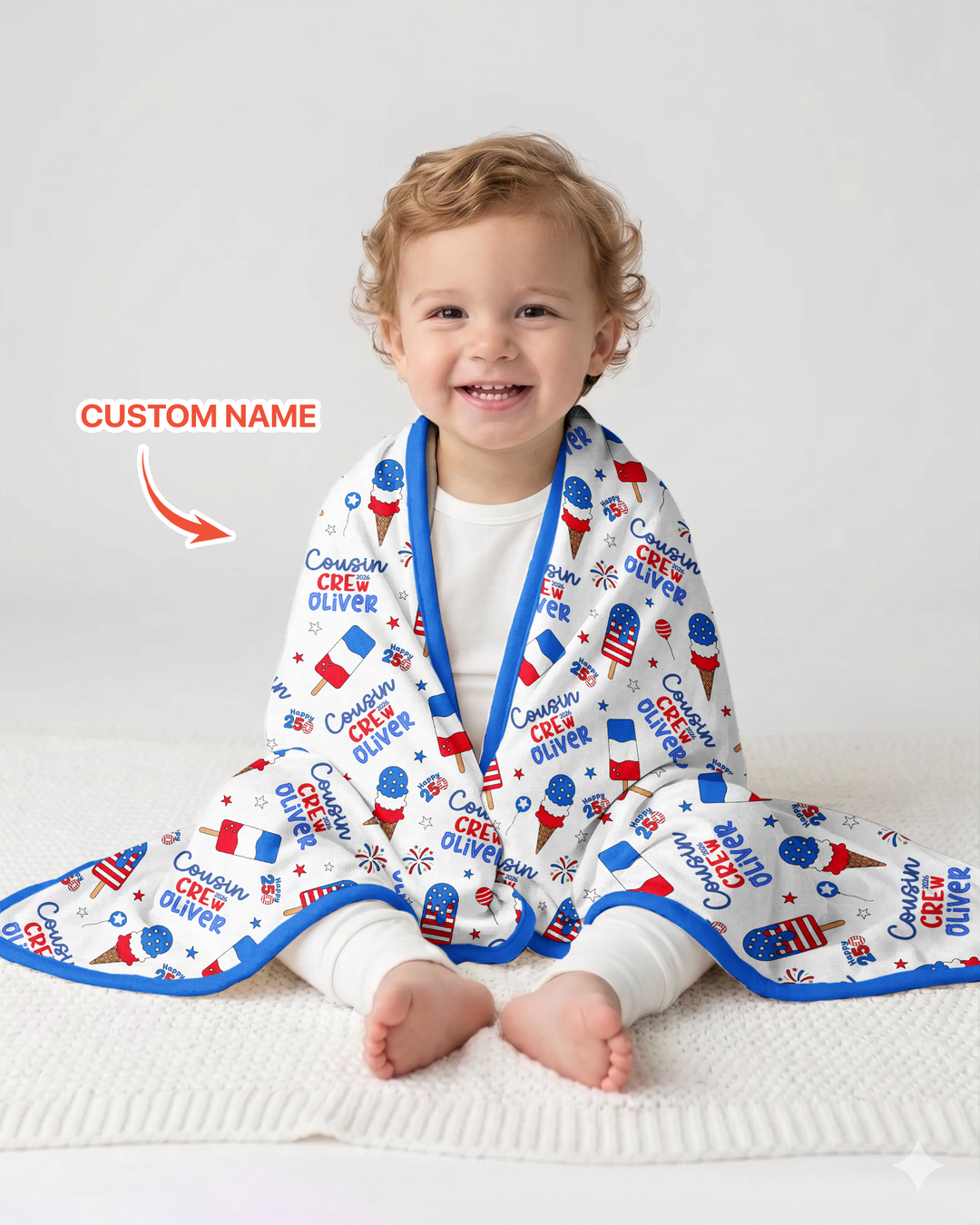 Custom Name 4th of July Cousin Crew Bamboo Blanket