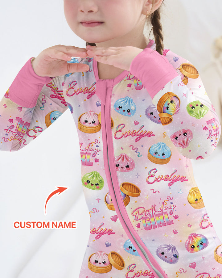 Birthday Girl Glitter Dumpling Bamboo Convertible Zippy