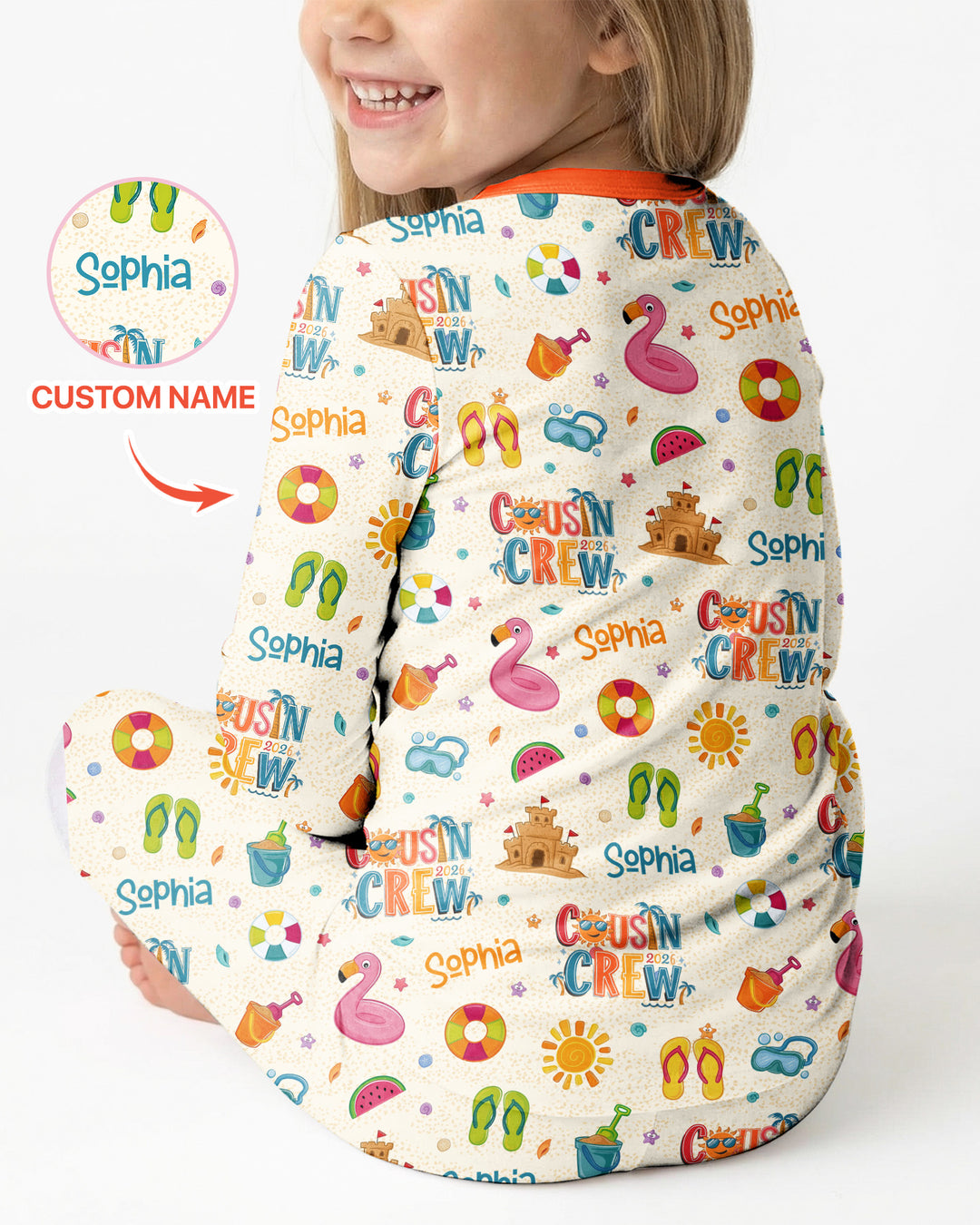 Custom Name Summer 2026 Cousin Crew Bamboo Two Piece Long Sleeve Pajama Set