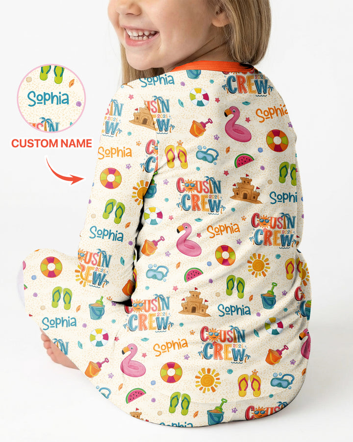 Custom Name Summer 2026 Cousin Crew Bamboo Two Piece Long Sleeve Pajama Set