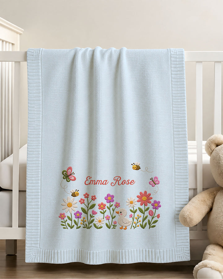 Lovely Floral Embroidered Baby Cotton Blanket