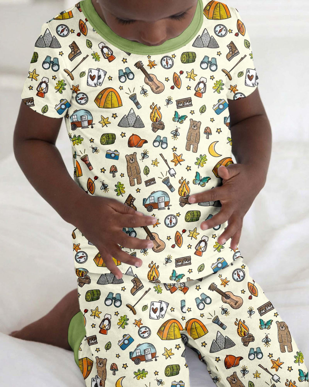 Love Camping Matching Family Bamboo Two Piece Short Sleeve Pajama Set