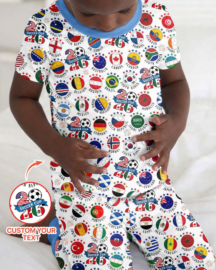 The World Plays Here 2026 Soccer Tour Bamboo Two Piece Short Sleeve Pajama Set