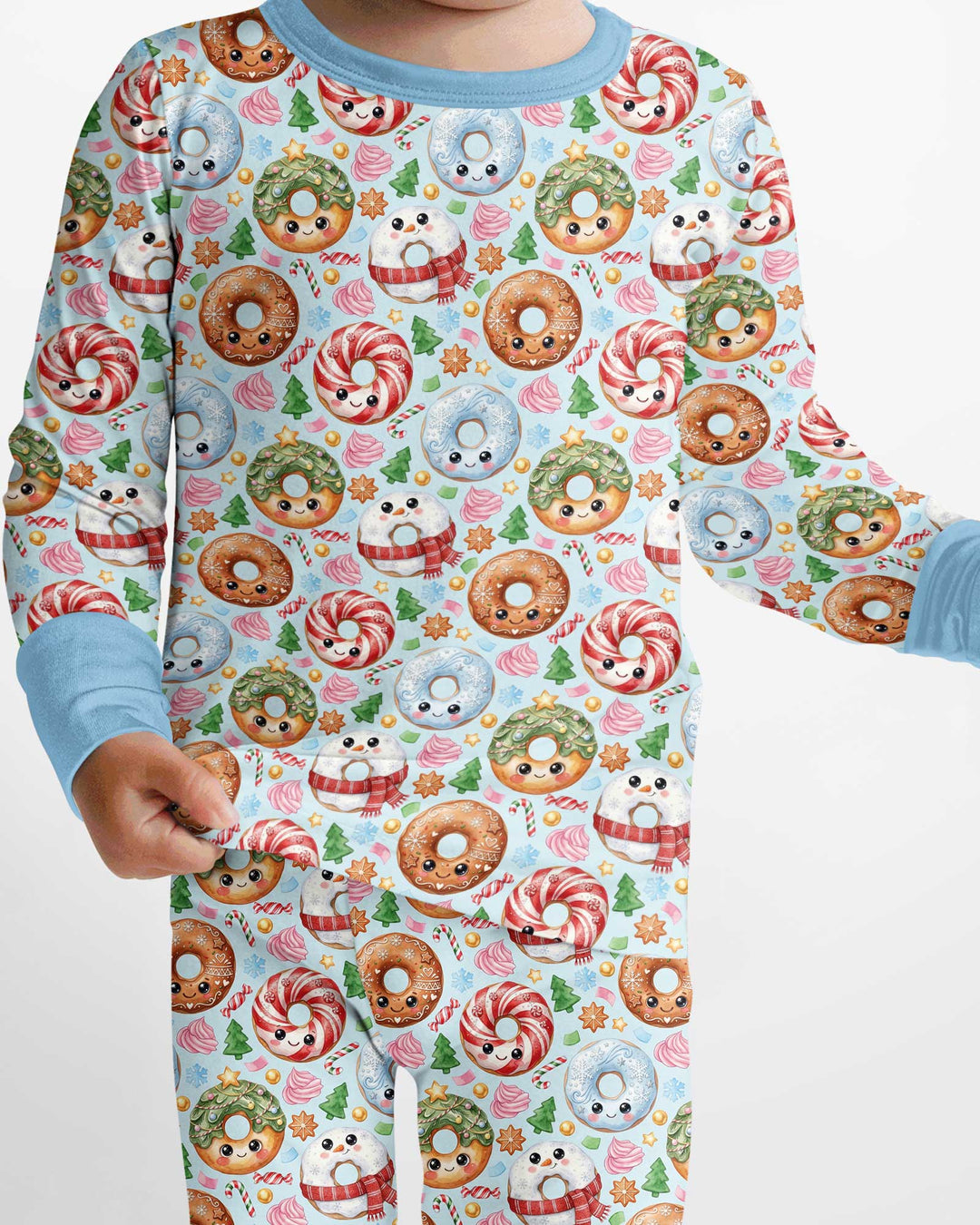 Kawaii Christmas Donuts Bamboo Two Piece Long Sleeve Pajama Set