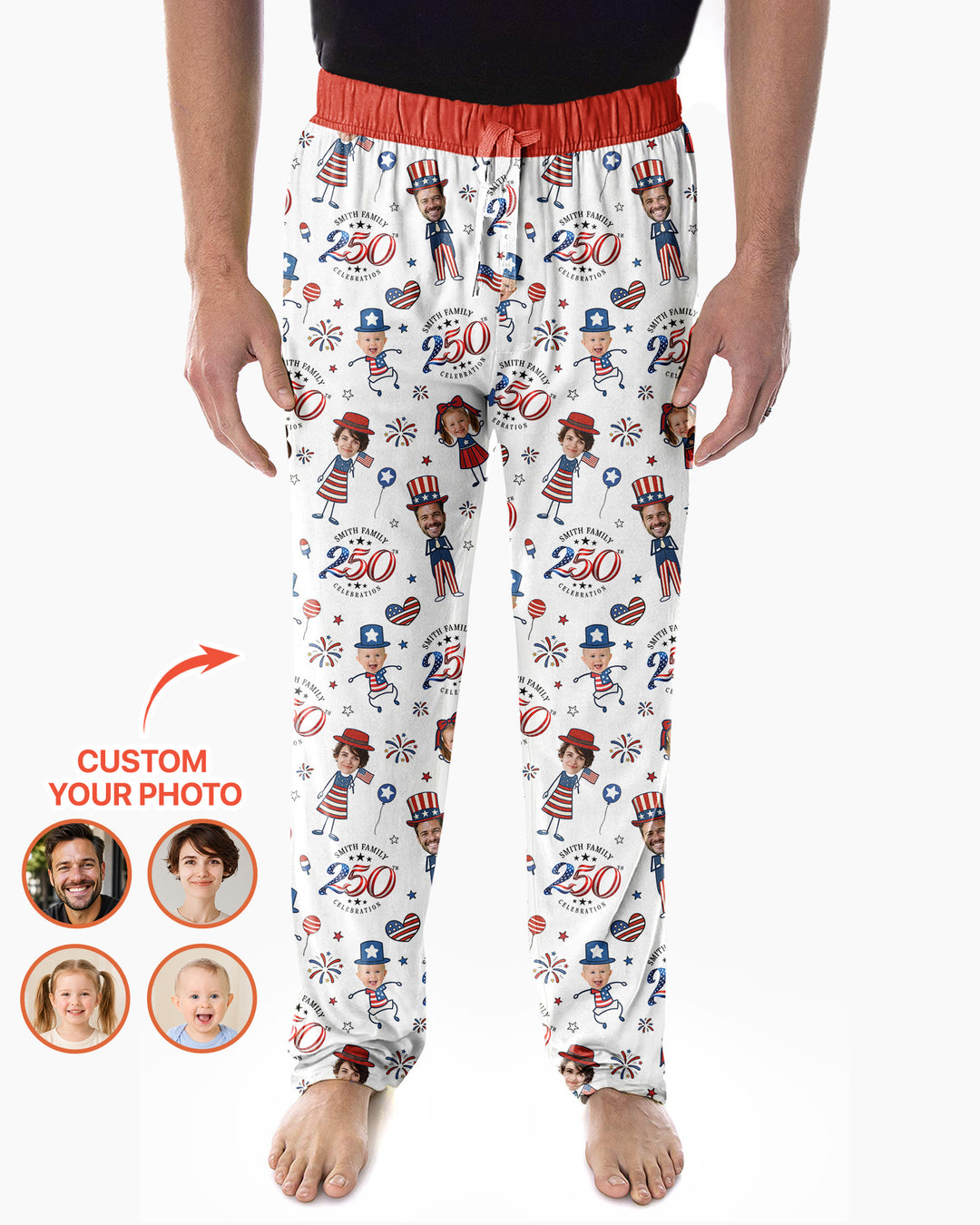 Custom Photo Smith Family Celebration Bamboo Men's Pajama Set