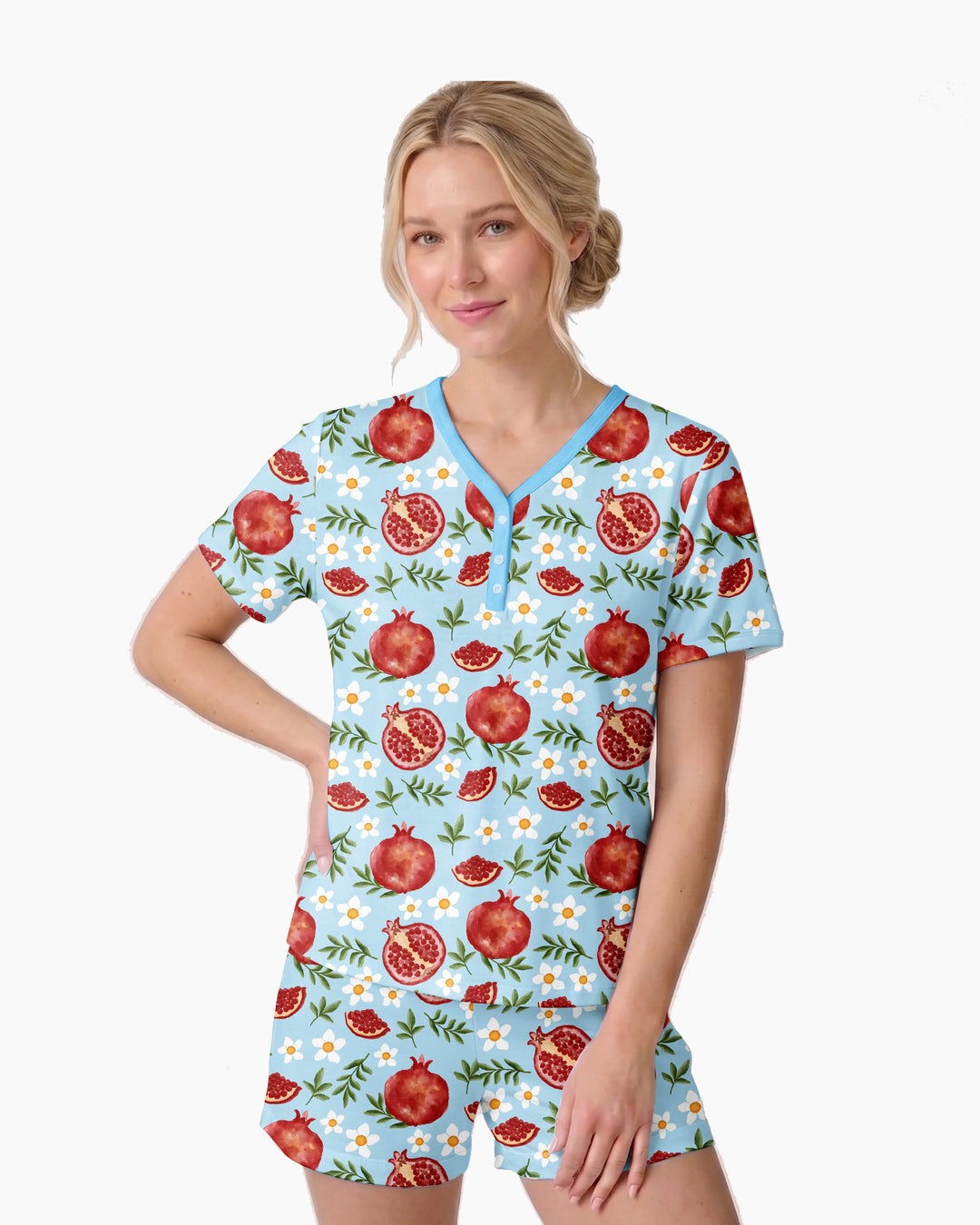 Pomegranate Garden Joy Family Matching Bamboo Women Short Sleeve Short Pajama Set
