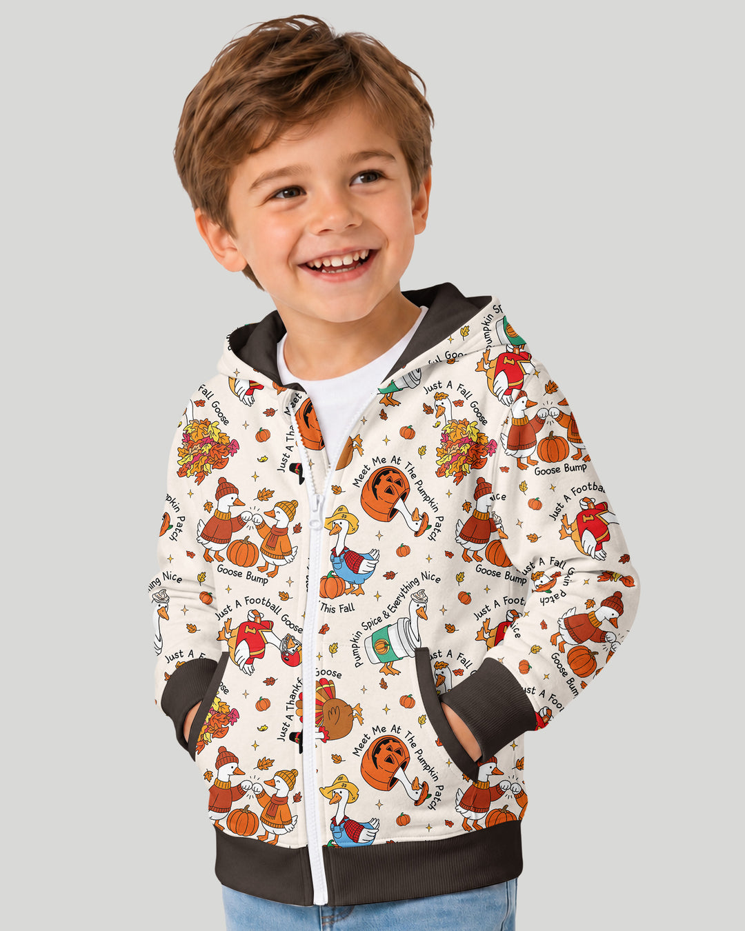 Just A Fall Goose Family Matching Bamboo Zip Hoodie