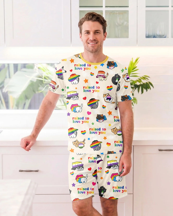 Rainbow Paws Family Matching Bamboo Men Short Sleeve Short Pajama Set