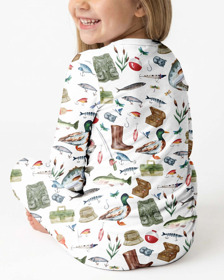 Daddy's Fishing Buddy Daddy& Me Matching Bamboo Two Piece Long Sleeve Pajama Set