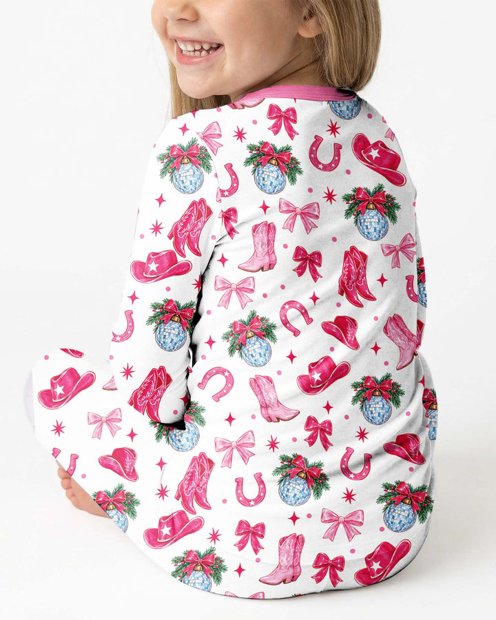 Western Christmas Giddy-up Jingle Horse Bamboo Two Piece Long Sleeve Pajama Set