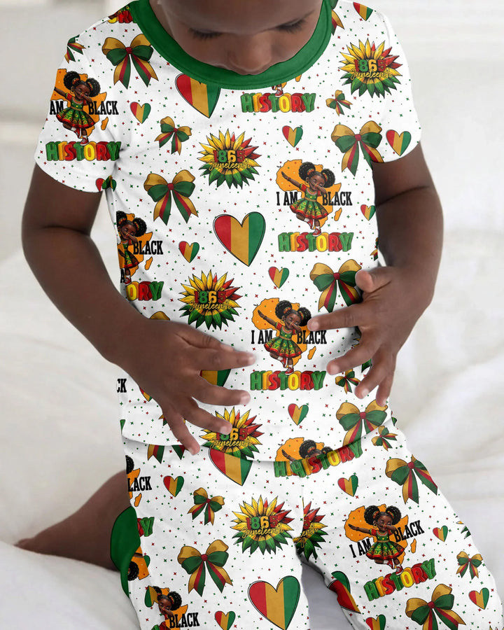 Juneteenth Girl I Am Black History Bamboo Two Piece Short Sleeve Pajama Set