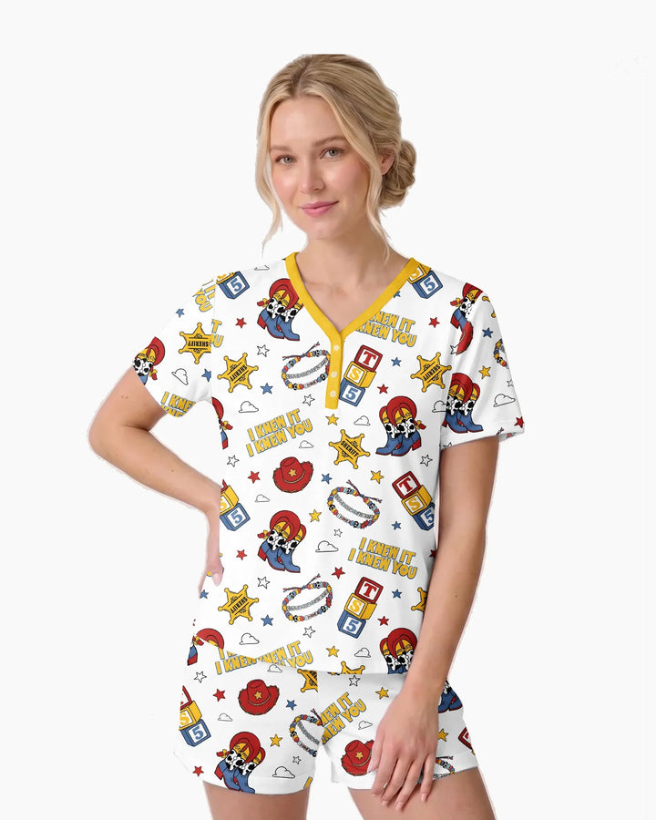 Little Cowgirl Bamboo Women Short Sleeve Short Pajama Set
