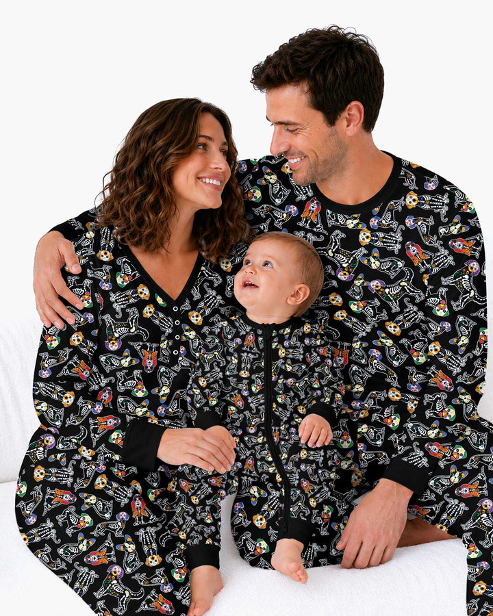 Dia De Los Muertos Doggie Bamboo Women Pajama Set
