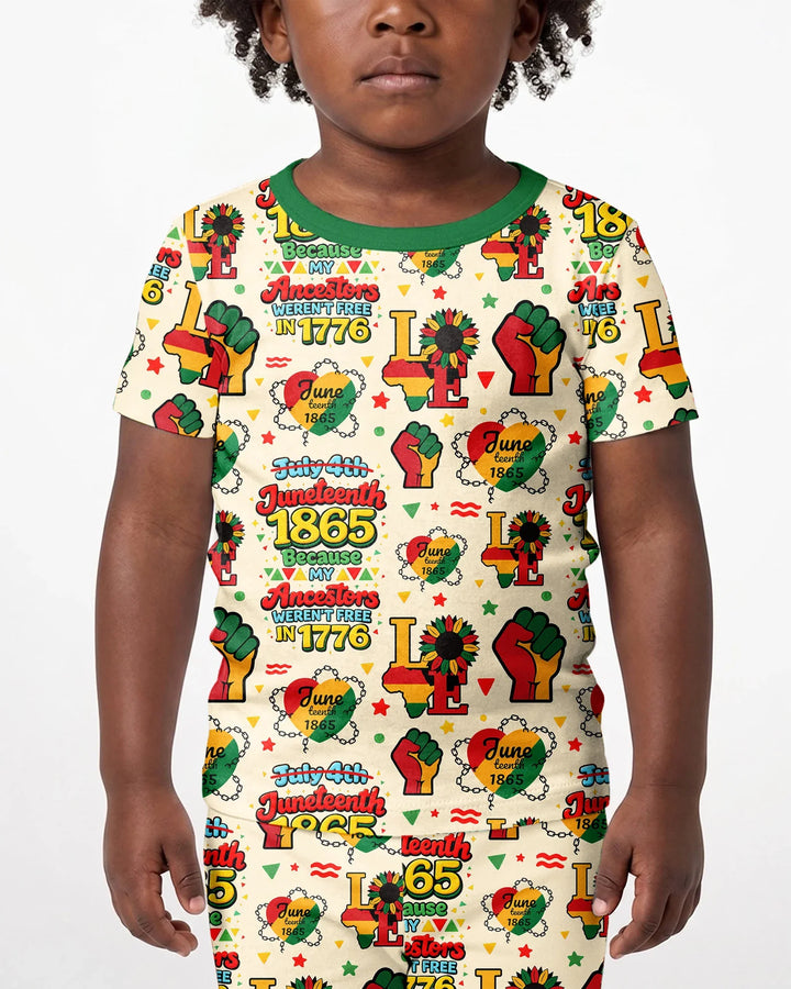 Juneteenth 1865 Because My Ancestors Weren't Free In 1776 Bamboo Two Piece Short Sleeve Shorts Pajama Set