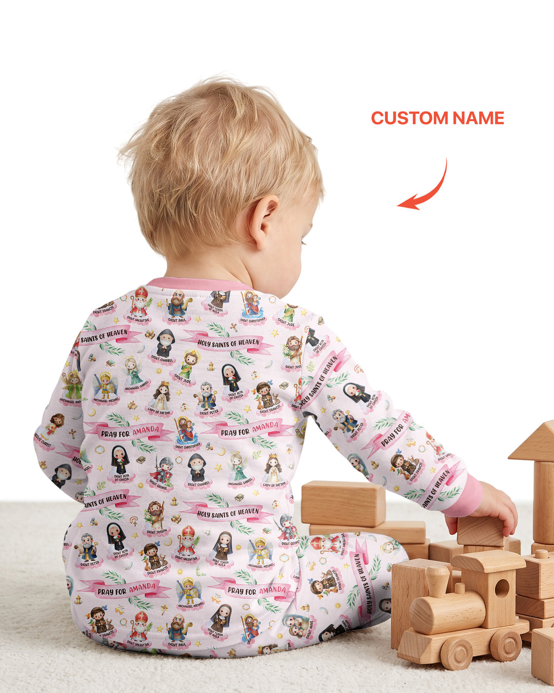 Holy Saints of Heaven Custom Name Bamboo Two Piece Long Sleeve Pajama Set