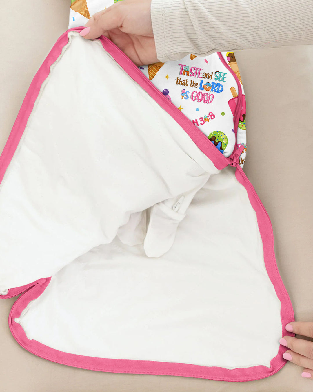 Jesus Summer Ice Cream Taste and See That The Lord Is Good Bamboo Sleep Bag