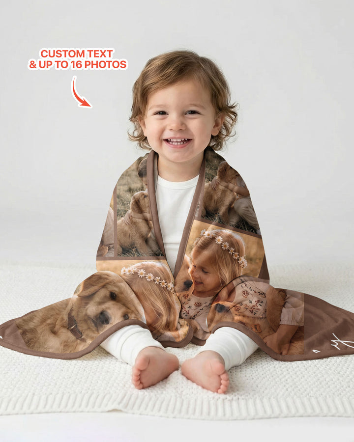 Custom Pet Photo Collage Bamboo Blanket