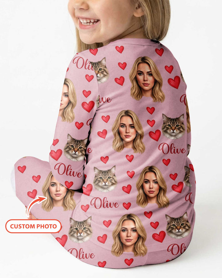 Custom Face Family Matching Bamboo Two Piece Long Sleeve Pajama Set