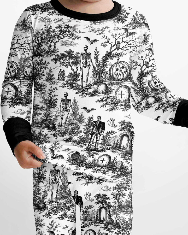 Spooky Halloween Toile Bamboo Two Piece Long Sleeve Pajama Set