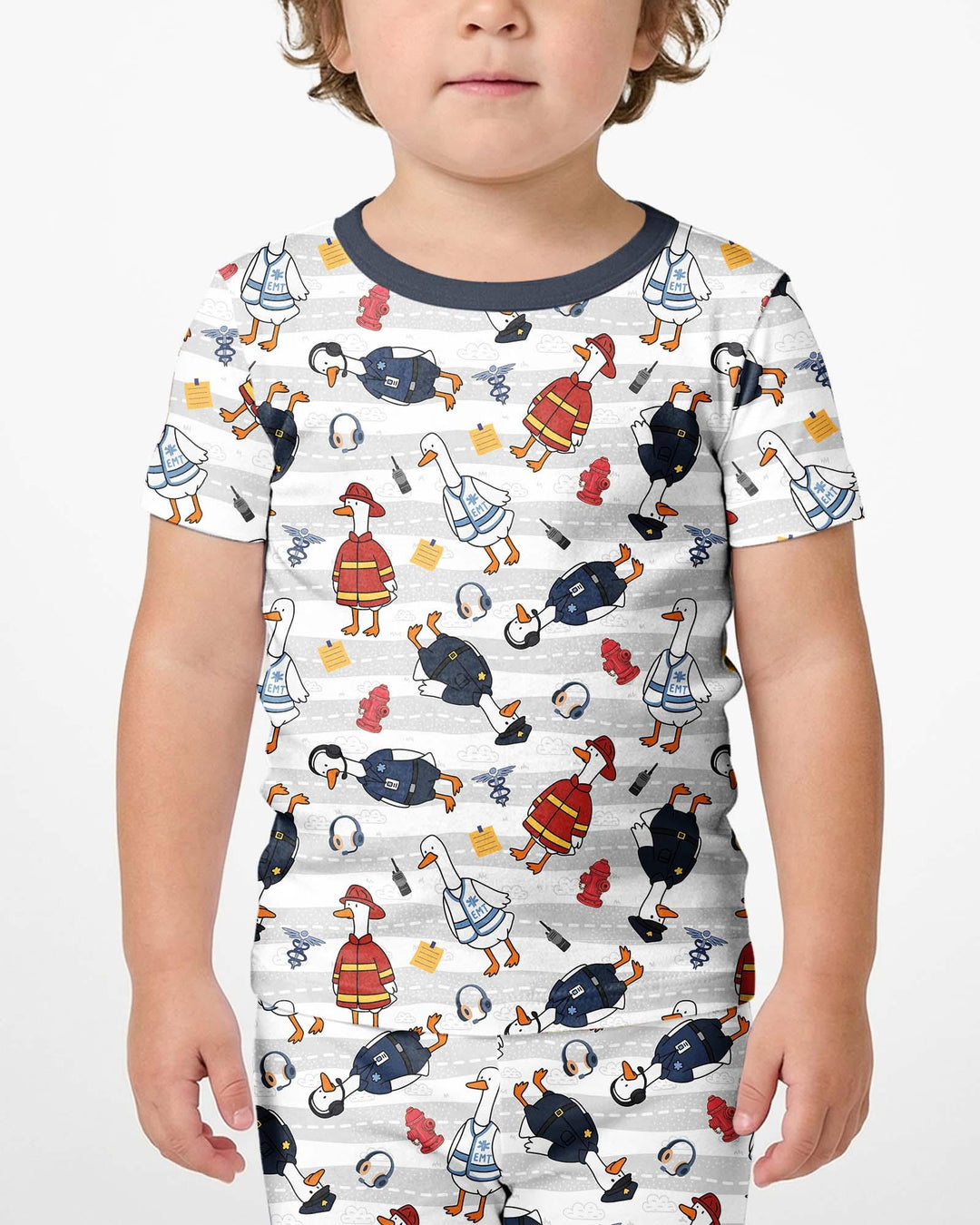 Rescue Goose Squad Bamboo Two Piece Short Sleeve Shorts Pajama Set