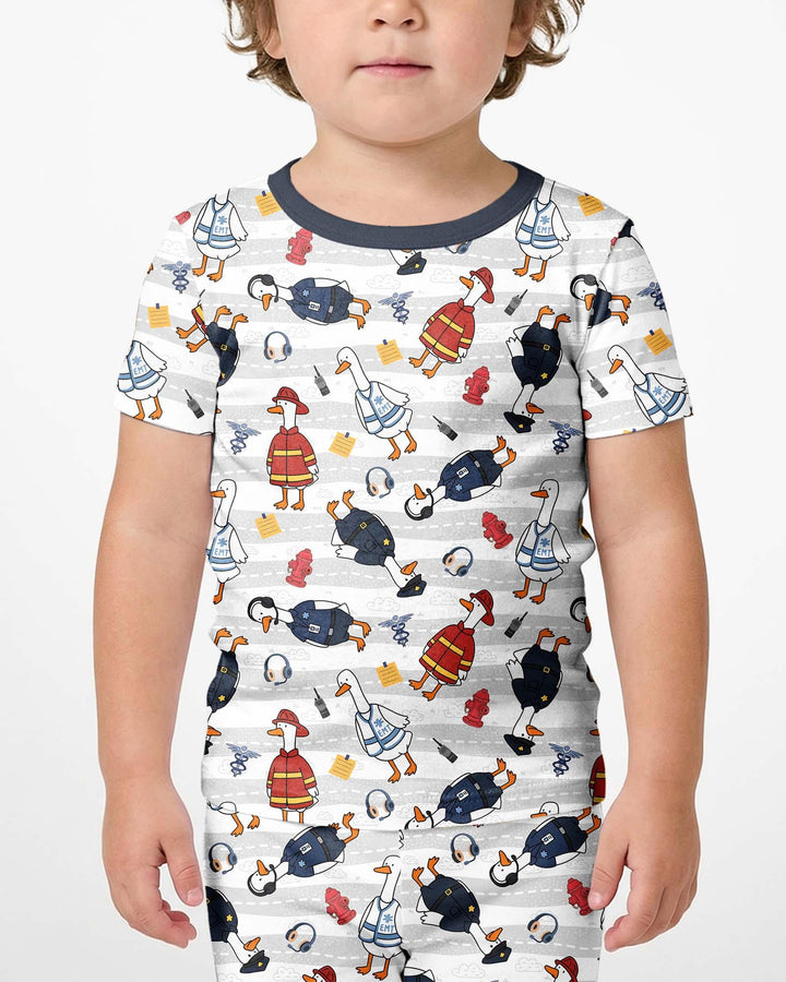 Rescue Goose Squad Bamboo Two Piece Short Sleeve Shorts Pajama Set