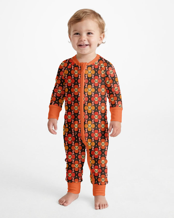Retro Skull Flower Halloween Bamboo Convertible Zippy