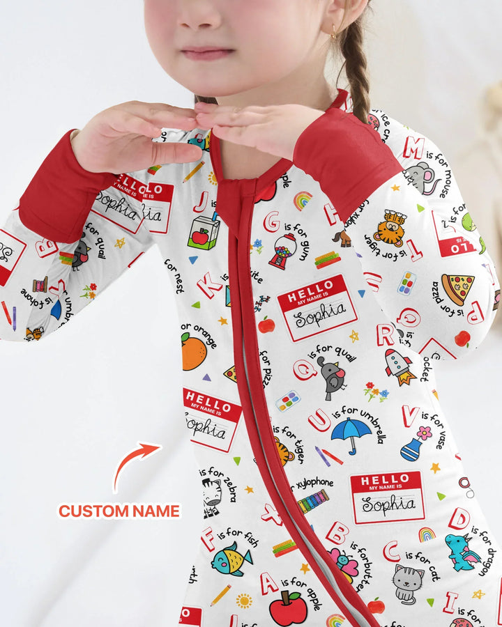 Custom Name Hello School ABCs Bamboo Convertible Zippy