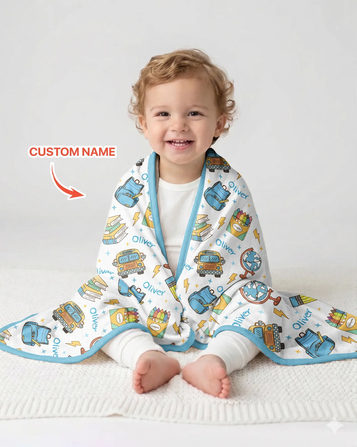 Custom Name Back To School Bamboo Blanket