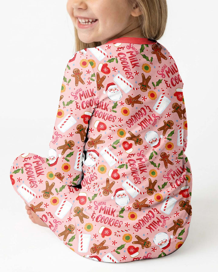 Santas, Milk and Cookies Bamboo Two Piece Long Sleeve Pajama Set