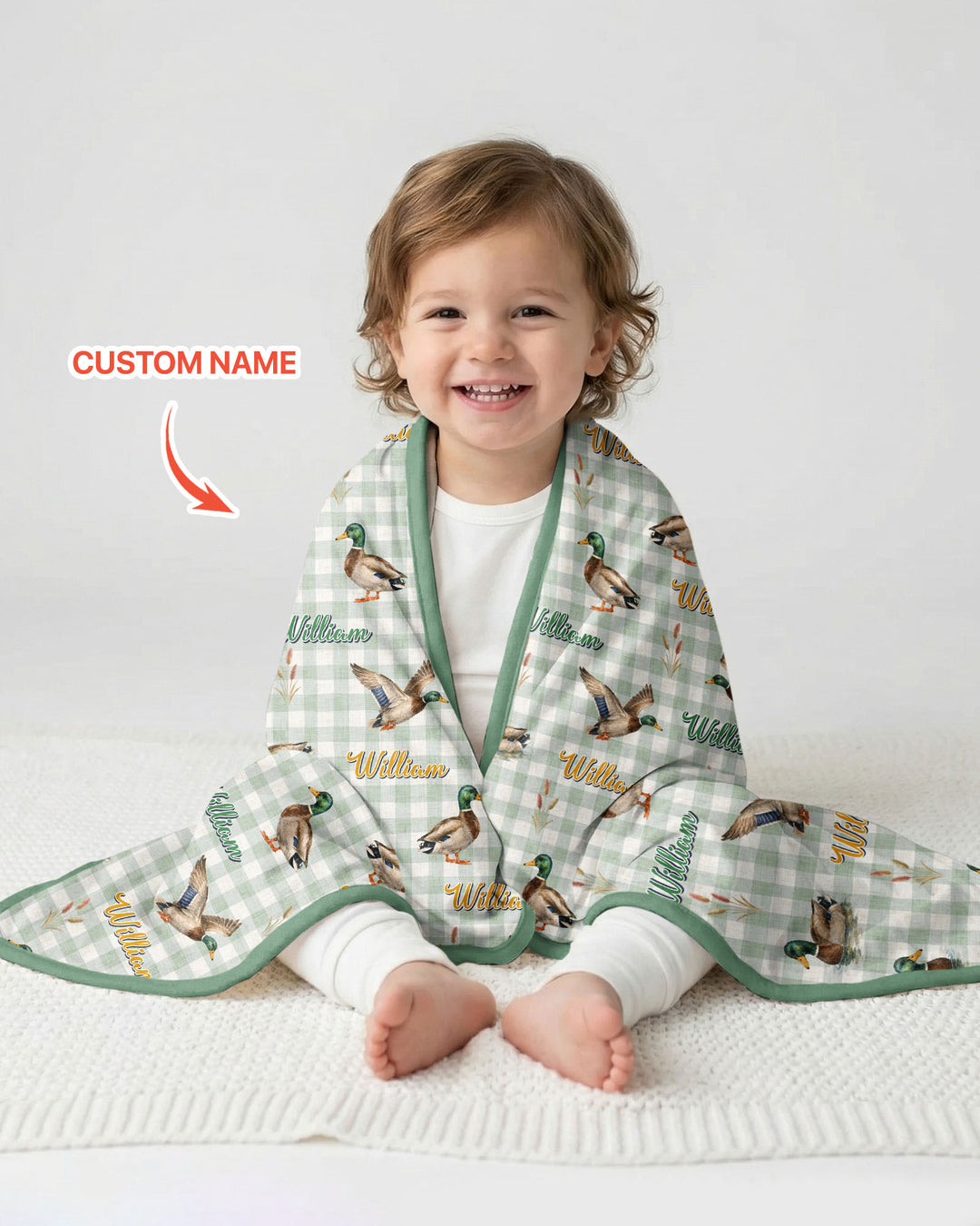Mallard Duck Custom Name Bamboo Blanket