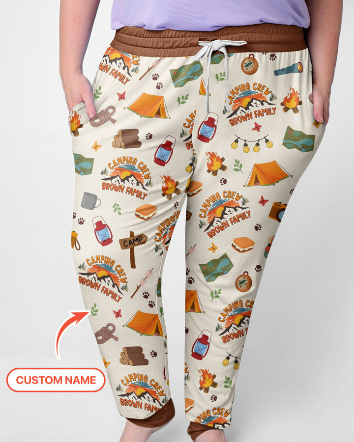 Custom Name Camping Crew Family Matching Bamboo Women Pajama Set