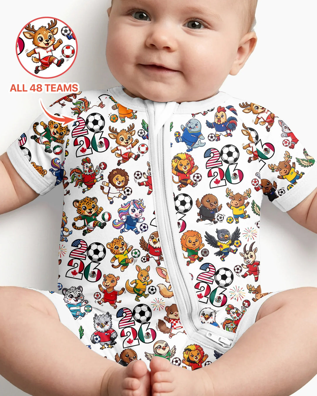 Kawaii Animals Soccer Tour 2026 Family Matching Bamboo Shorty Zippy