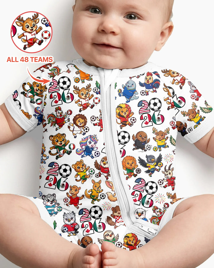 Kawaii Animals Soccer Tour 2026 Family Matching Bamboo Shorty Zippy