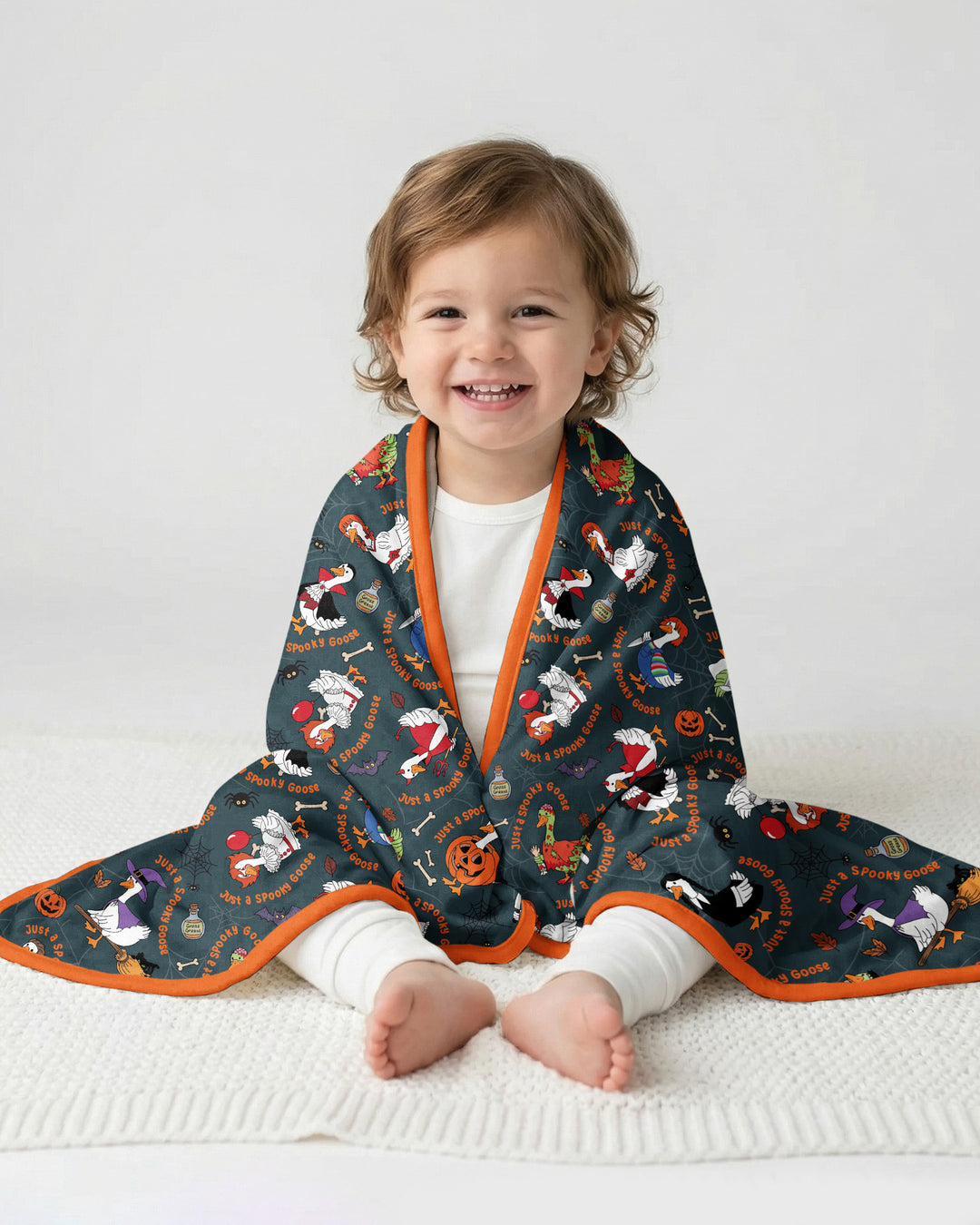 Just A Spooky Goose Family Matching Bamboo Blanket