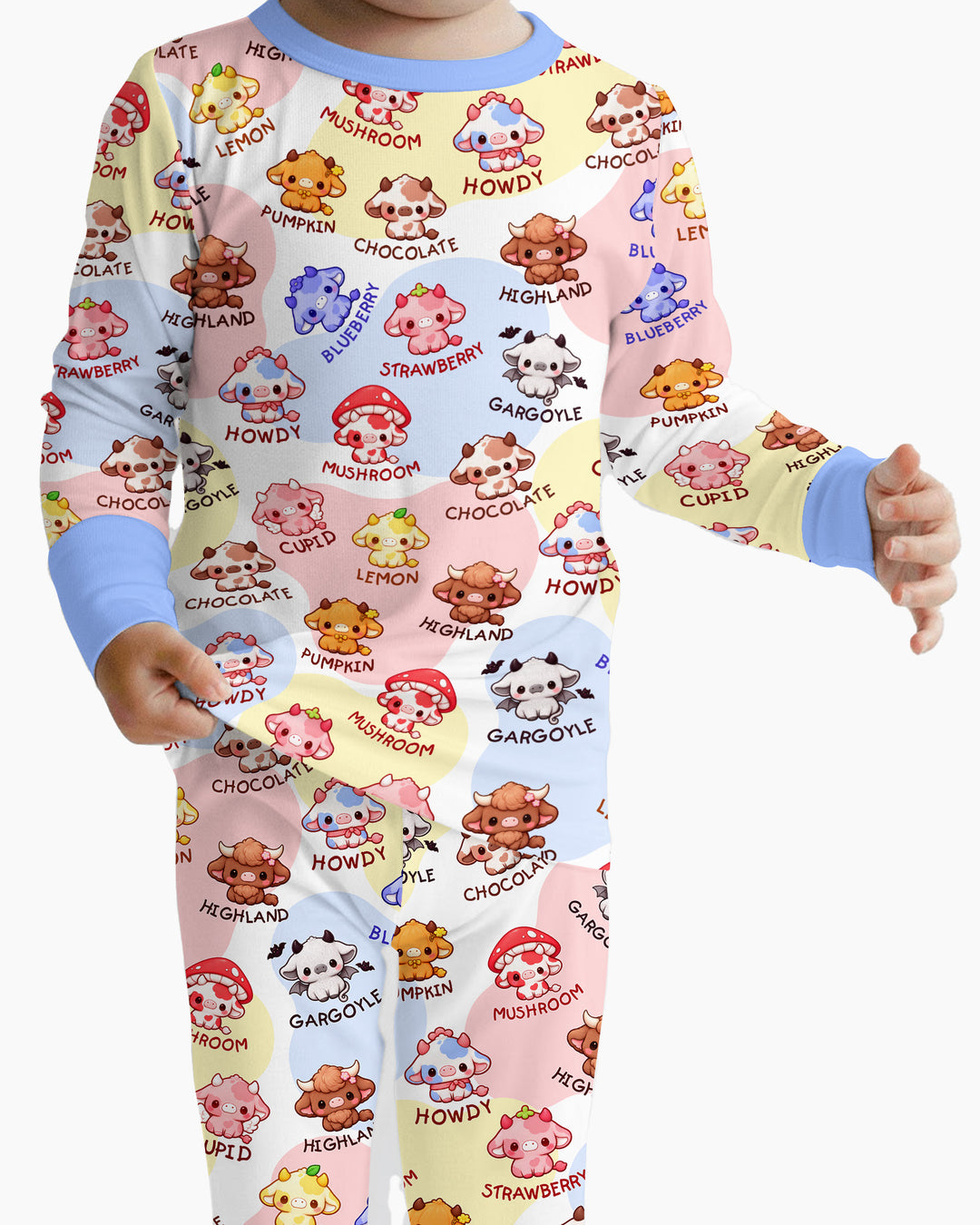 Kawaii Cow Bamboo Two Piece Long Sleeve Pajama Set